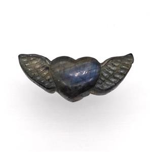 Labradorite Angel Wings Heart Pendant, approx 14-40mm