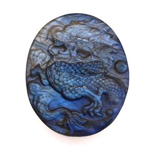 Chinese Loong Charms Labradorite Carved Pendant, approx 40-50mm