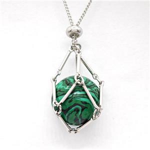 Synthetic Malachite Necklace Platinum Plated, approx 18mm