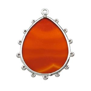Natural Red Agate Teardrop Pendant Dye, approx 20-25mm