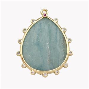 Natural Chinese Amazonite Teardrop Pendant Flat, approx 20-25mm