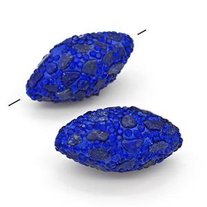 Clay Rice Beads Pave Blue Rhinestone Lapis, approx 16-35mm