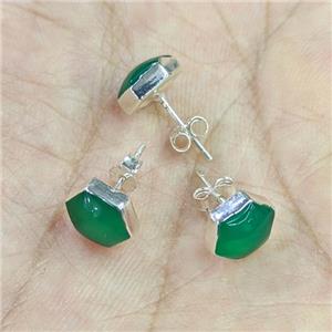 Natural Chinese Chrysoprase Stud Earrings 925 Sterling Silver Hexagon, approx 8mm