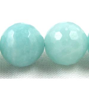 Amazonite Beads, faceted round gemstone, grade AB, 8mm dia, approx 50pcs per st
