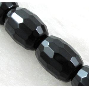 Natural black Agate Onyx Barrel Beads, faceted barrel, 10x14mm, 28pcs per st