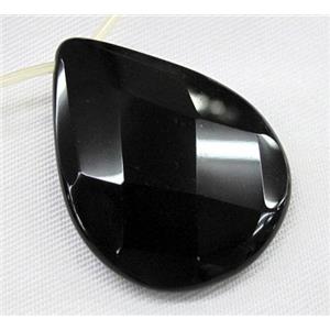 natural Onyx bead, hand-cutting, teardrop, A-grade, black, approx 20x30mm