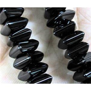 natural onyx bead, square, black, A-grade, approx 6x6mm, 15 inches
