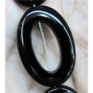 natural onyx bead, A-grade, obal-ring, black, approx 20x30mm, 15 inches