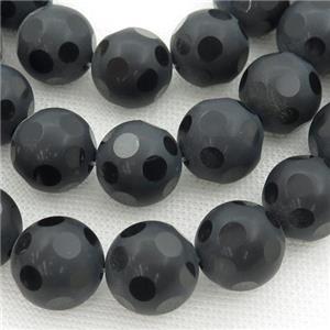 black onyx agate beads, matte round, approx 16mm dia
