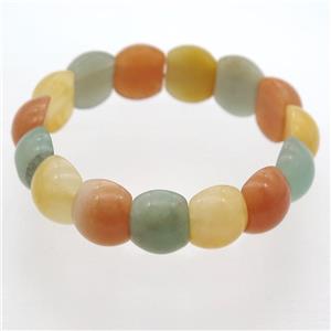 Aventurine Bracelet, stretchy, mixed color, approx 14x16mm, 58mm dia