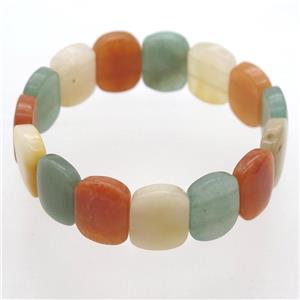 Aventurine Bracelet, stretchy, mixed color, approx 13x18mm, 58mm dia