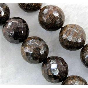 Bronzite Beads, faceted round, 8mm dia, approx 50pcs per st