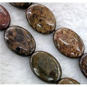 flat-oval Bronzite Beads, approx 10x14mm