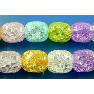 Chinese Crackle Crystal beads, barrel, 11x16mm, 28pcs per st