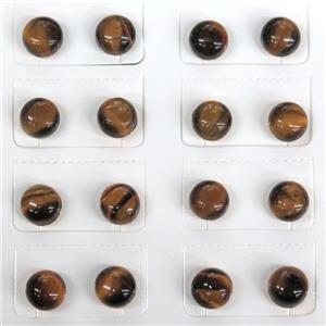natural Tiger eye stone Stud Earring, approx 8mm dia