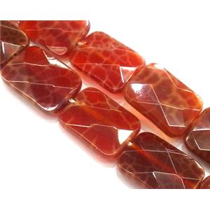 ruby Fire Agate Beads, faceted rectangle, grade A, 13x18mm, approx 22pcs per st