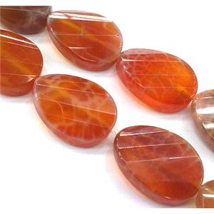 ruby Fire Agate Beads, faceted twist, grade A, 13x18mm, approx 22pcs per st