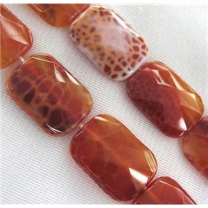 ruby Fire Agate Beads, faceted Oblong, approx 13x18mm