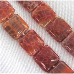 ruby fire agate beads, square, approx 20x20mm