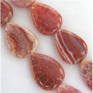 ruby fire agate beads, teardrop, approx 22x30mm
