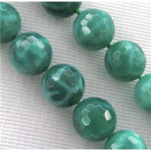 peacock green Fire Agate Beads, faceted round, approx 12mm dia