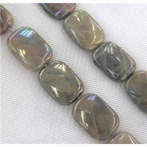 Labradorite Stone bead, rectangle, AB color, approx 13x18mm
