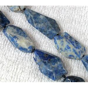Natural lapis lazuli bead, freeform, faceted, approx 13-24mm, 16.5 inches