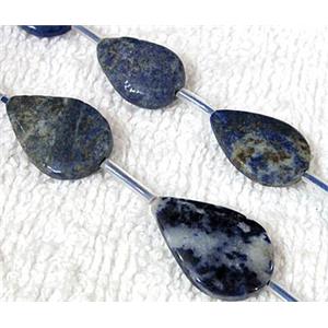 Natural lapis lazuli bead, flat teardrop, approx 14-20mm, 16.5 inches