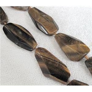 Natural tiger eye stone bead, freeform, approx 13x35-18x40mm, 16.5 inches
