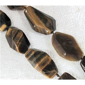 Natural tiger eye stone bead, freeform, approx 13x26mm-20x30mm, 16.5 inches