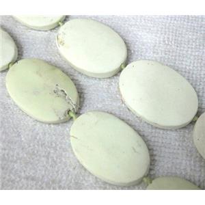 Natural lemon stone bead, flat oval, approx 18x28-24x32mm, 16.5 inches