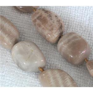 Natural yellow moonstone bead, freeform, approx 15x23mm, 19x26mm, 16 inches