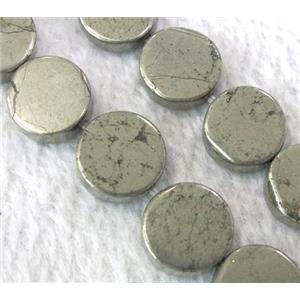 natural Pyrite Beads, flat-round, approx 3x8mm, 15.5 inches length