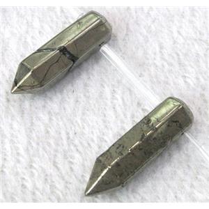 natural Pyrite bullet Beads, approx 6x14mm-8x36mm, 15.5 inches length