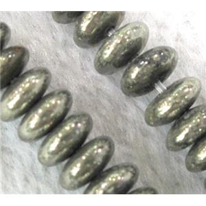 Natural Pyrite Rondelle Beads Smooth, approx 4x6mm