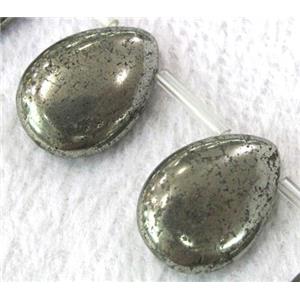 natural Pyrite Beads, teardrop, approx 10x14mm, 15.5 inches length