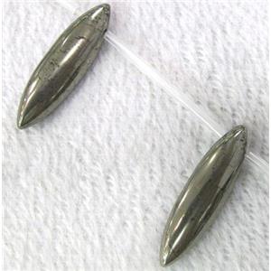 natural Pyrite Beads, horse eye, approx 8x30mm, 15.5 inches length