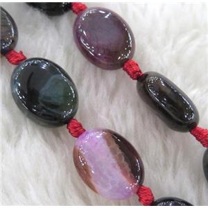 Agate bead, oval, mixed color, approx 20x30mm, 15.5 inches