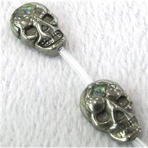 natural Pyrite Beads, flat-skull charm, approx 13x18mm, 13pcs per st