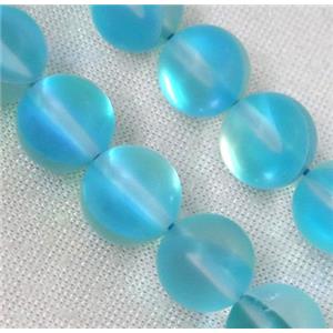 round synthetic aqua Aura Quartz Glass Beads, matte, approx 6mm dia