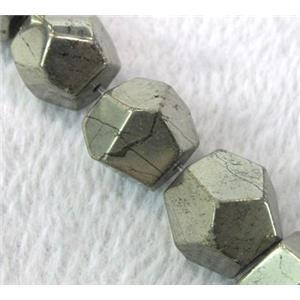 natural Pyrite nugget Beads for necklace, faceted freeform, approx 9-17mm, 15.5 inches