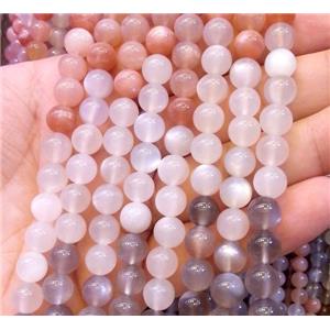 Moonstone beads, round, multi-color, approx 6mm dia, 15.5 inches