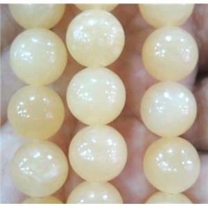 yellow jade beads, round, approx 10mm dia, 15.5 inches