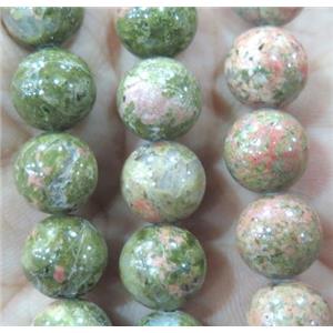 unakite bead, round, approx 10mm dia, 15.5 inches