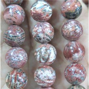 leopard-skin jasper beads, round, red, approx 12mm dia, 15.5 inches
