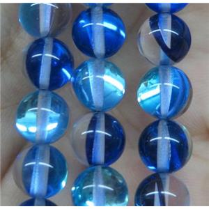 round royalblue synthetic Aura Quartz Glass Beads, approx 8mm dia