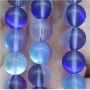 round lapisblue synthetic Aura Quartz Glass Beads, matte, approx 12mm dia