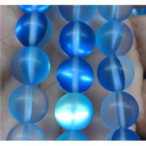 round synthetic blue Aura Quartz Crystal Beads, matte, approx 6mm dia