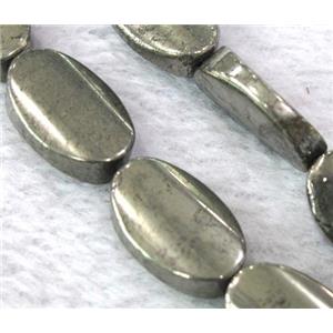 natural Pyrite Beads, oval, approx 10x16mm, 15.5 inches