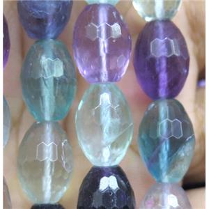 rainbow Fluorite beads, faceted barrel, approx 10x14mm, 15.5 inches